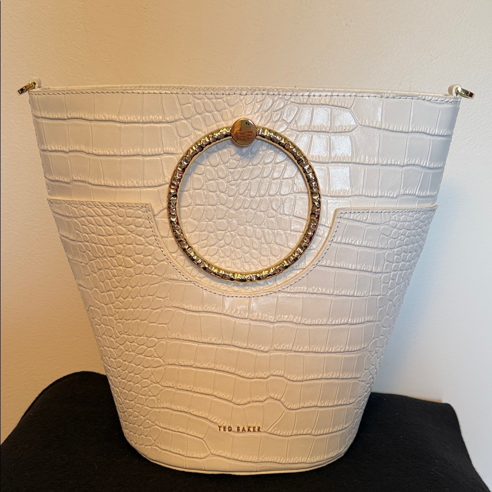 Ted Baker Cream Croc-Embossed Shoulder Bag